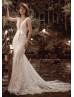 Mermaid Beaded Ivory Lace Tulle Wedding Dress With Nude Lining